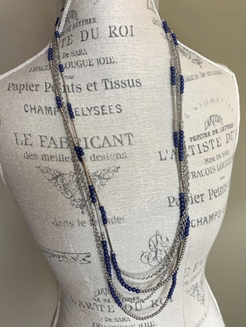 Premier Designs True Blue Silver and Navy Multi-Strand Necklace